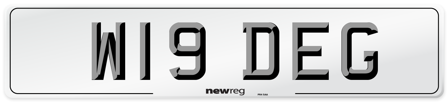 W19 DEG Number Plate from New Reg